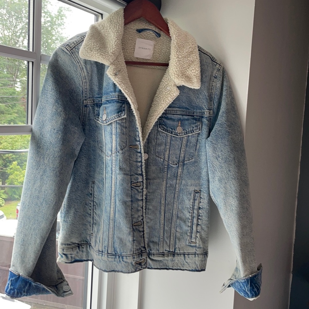 Faux sheepskin lined jean jacket